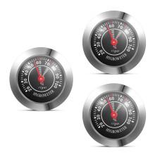 3Pcs Analog Cigar Hygrometer Compact Round Mechanical Humidity Gauge
