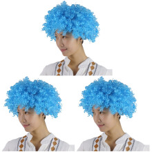 3Pcs Masquerade Sky-Blue Wigs Elastic Costume Wig for Head Decor Fun
