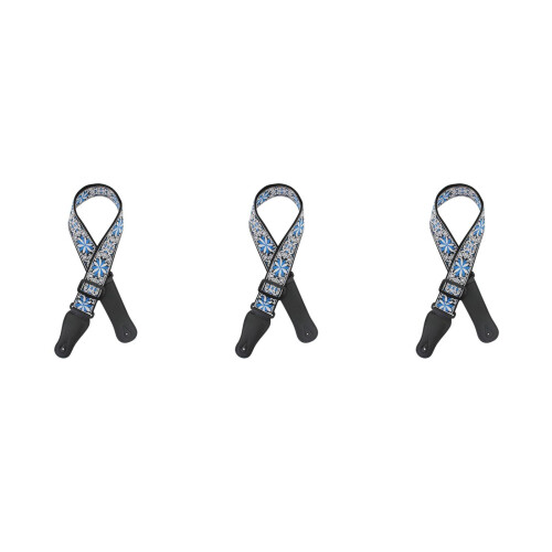 3Pcs Thickened Cotton Guitar Strap Blue Adjustable Shoulder Strap