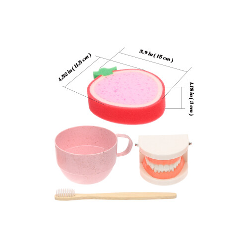 1Set Kids Teeth Brushing Teaching Model Set with Sponge and Toothbrush 1