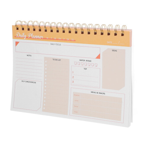 3Pièces Cahier De Planification Orange Spiralé Pour Usage 1