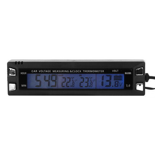 Voltage Meter Monitor With Adjustable Backlight Car Auto Thermometer Featuring Icing Alert LCD Digital Display Alarm Function Temperature Voltmeter 1