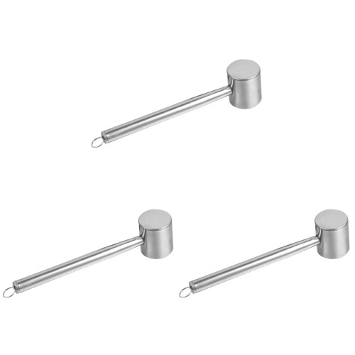 3Pcs Premium Alloy Meat Pounder Silver Kitchen Meat Tenderizer Tool 1