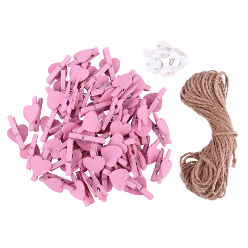2Ensembles Clips Bois Roses Pour Photos Accessoires DIY 1