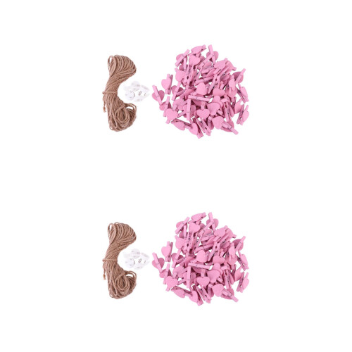 2Ensembles Clips Bois Roses Pour Photos Accessoires DIY 2