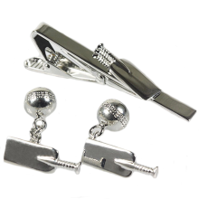 Cricket Bat & Ball Cufflinks & Tie Bar Set
