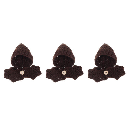 3Pcs Coffee Mini Knitted Romper for Plush Toys Soft Doll Clothes 1