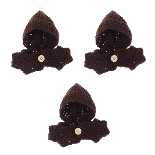 3Pcs Coffee Mini Knitted Romper for Plush Toys Soft Doll Clothes 2