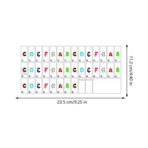 15Pcs Multi Color Piano Key Stickers for Keyboard Beginners Note Guide 1