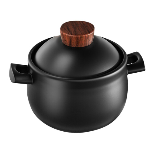 2Pièces Pot À Ragoût Céramique Noir, Design Doux, Usage 2