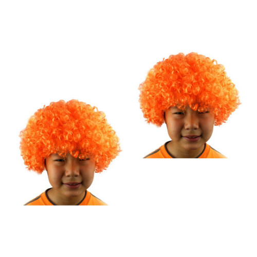 2Pièces Perruque Orange Clown Élastique Pour Carnaval Soirée Fête 1