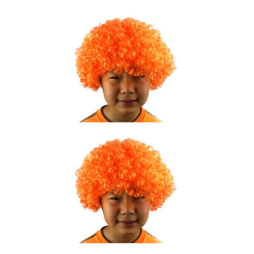 2Pièces Perruque Orange Clown Élastique Pour Carnaval Soirée Fête 2