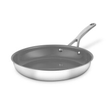 Sur La Table Tri-Ply 28cm Frying Pan, 10x Stronger Superior Ceramic Coating, Induction Compatible, Stainless Steel, SLT900236