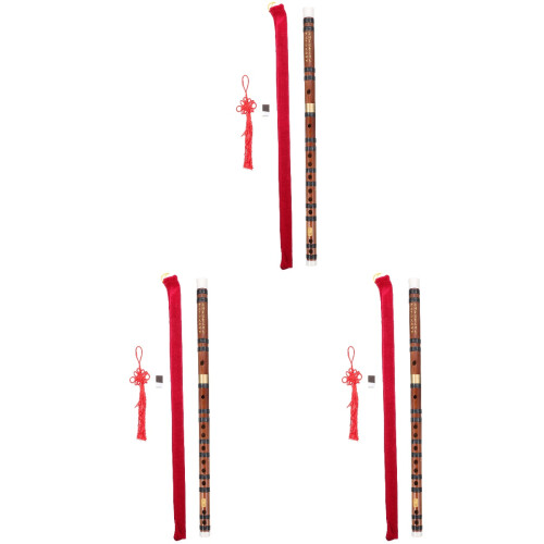 3Sets Portable Bamboo Flutes Assorted Color Chinese Flute for Students 1