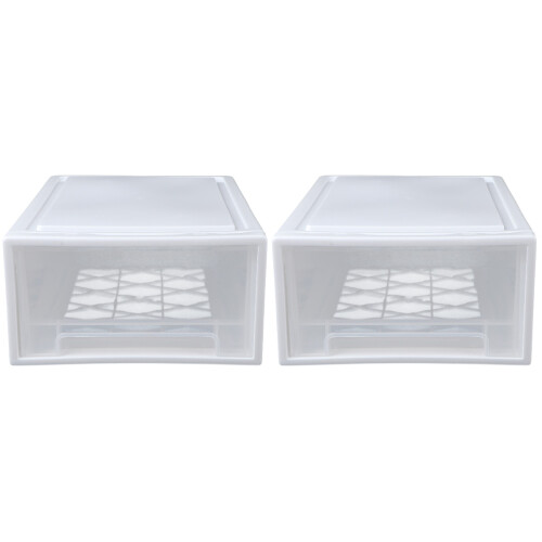 2Pcs White Plastic Storage Case for Home Clothes and Accessories 1