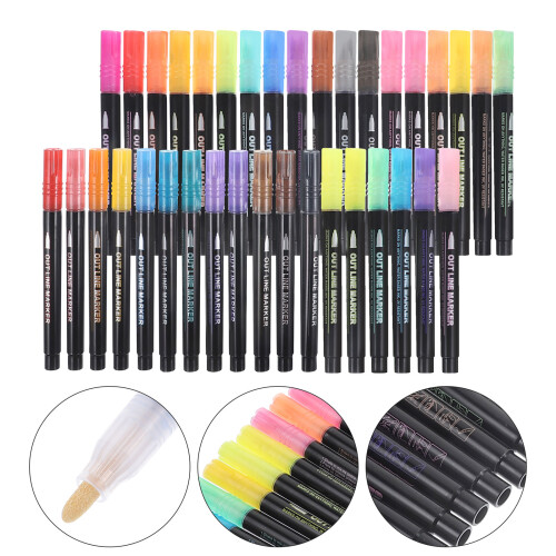 144Pièces Ensemble Marqueurs Glitter Multicolores Pour Marquage Et 2