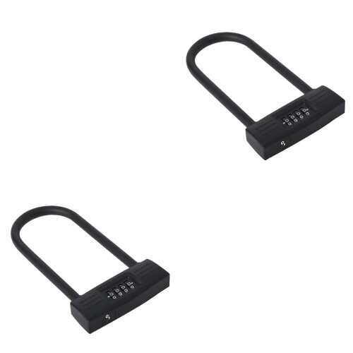 2Pcs Black Combination U Locks for Bikes Gates and Outdoor Security 2