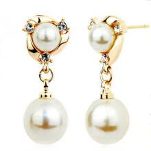 Pearl Drop Earrings With Elegant And Graceful Look Real14k Gold Superior Luster Gift Idea Non Pierced Earrings