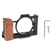 Jaula de cámara premium para accesorios de vlog Sony ZV-1F ZV-1E10, mango de madera, montura de zapata fría, sistema Arca Swiss universal, acceso