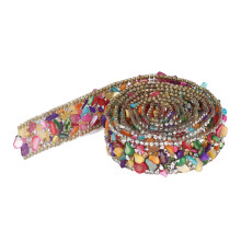 Applique Chain Embellishment Hotfix Ribbon Crystal Rhinestone Trim Colorful Artificial Gem Stone Sewing Accessories For DIY Wedding Decor Sparkling