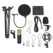 Noise Reduction Condenser Microphone For Studio Quality Sound, Podcast Microphone Kit With Windshield Damping Bracket And Cardioid Pickup For Live