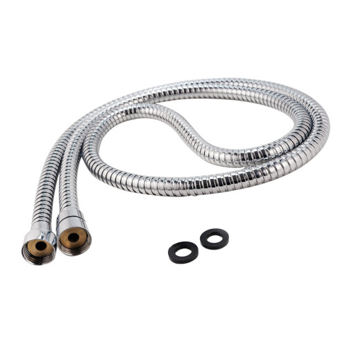 2Pcs Silver Bathroom Hose Shower Stainless Steel Double Lock Durable 1