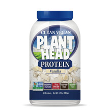Plant Head Protein – Vanilla Flavour, 780 g Clean Vegan Protein Powder with Digestive Enzymes