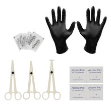 Piercing Kit With316L Stainless Steel Jewelry Includes Multiple Sizes Of Piercing Needles From12G To20G Plus Accessories Like Clamps Gloves