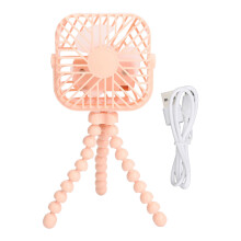 Mini-handventilator op batterijen, oplaadbaar, 3 snelheden, verkoelende ventilator met LED-verlichting, ideaal voor kinderwagens, wiegjes, loopbanden