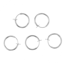 2x5pcs Fake Clip On Nose Ear Septum Lip Eyebrow Ear Ring No-piercing Silver