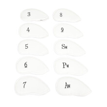 Water Resistant Synthetic Leather Golf Iron Covers Set Of10Easy To Clean Club Protectors Shock Absorbing Magic Tape Fastening Oversize Iron Head