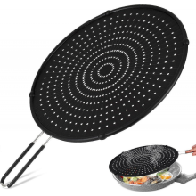(Black)32cm Silicone Splash Guard Compatible with Frying Pan, Multi-purpose Splash Guard Pans, Splash Guard Compatible with Cooking, Heat R
