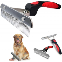 Los mejores cepillos para perros compatibles con perros grandes: rastrillo de pelo largo con mango antideslizante, peine de acero compatible