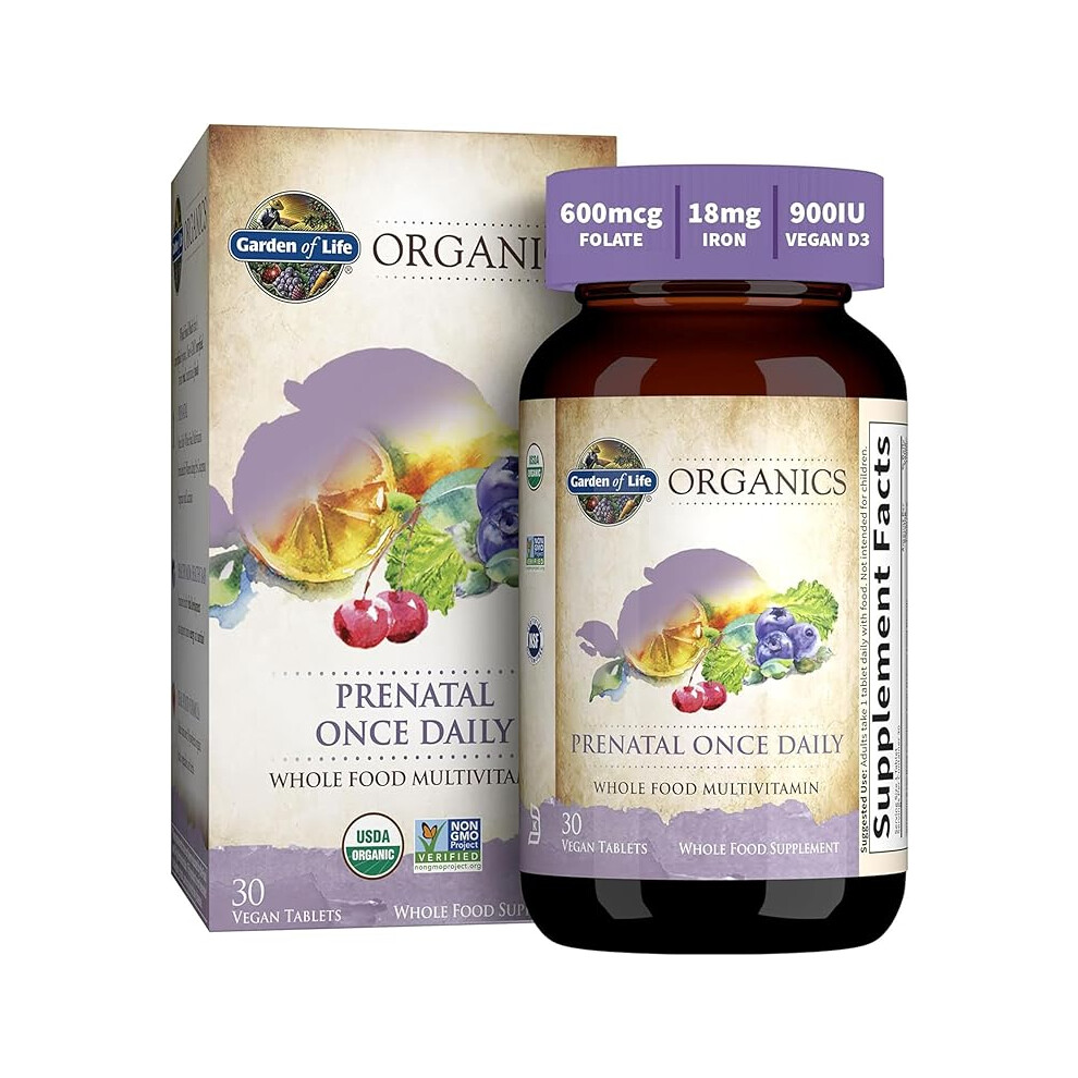 Garden Of Life (30 Tablets) Organics Prenatal Once Daily - With Folate & Iron - Vegan Tablets