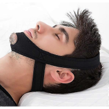 (Schwarz) Anti-Schnarch-Kinnband, kompatibel mit Schlafen, verstellbarer Anti-Schnarch-Kinngurt