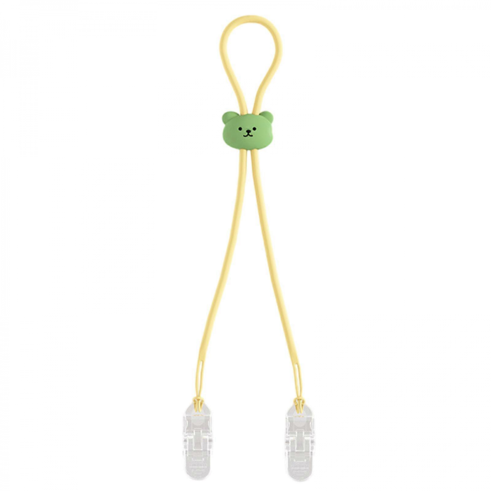（Green)Baby Napkin Clips Bib Holder Clip Adjustable Napkin Towel Neck Strap Silicone Lanyard Portable Dining Clothing Protector Green