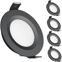 4 x 12V LED Recessed Ceiling Lights Campervan Dimmable Downlights Compatible with Motorhome Boat Van Caravan Yacht Bathroom(Black, Warm Whit