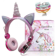 Kids Headphones, Bluetooth Headphone Unicorn Sparkly Rhinestone Childrens Headphones Compatible with Girls, Wired