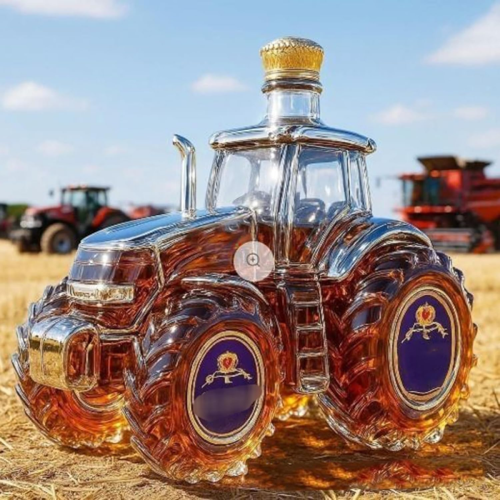 (Tractor 2）Whiskey Bottle Tractor Shape 10 oz Novelty Creative Tractor Theme Empty Bottle