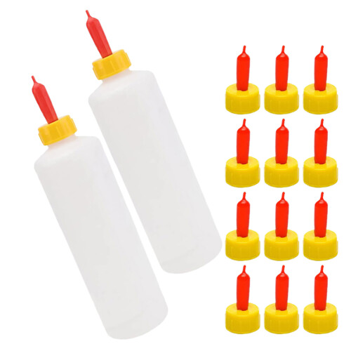 2Sets Small Animal Milk Feeder Plastic Bottles with Reusable Nipples 2