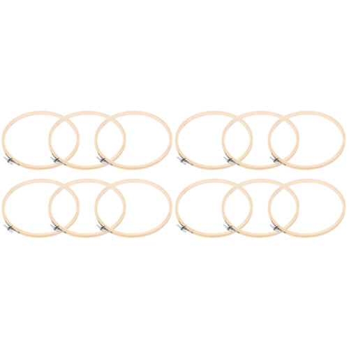 12Pcs Khaki Bamboo Embroidery Hoops DIY Cross-Stitch Frame Set 2