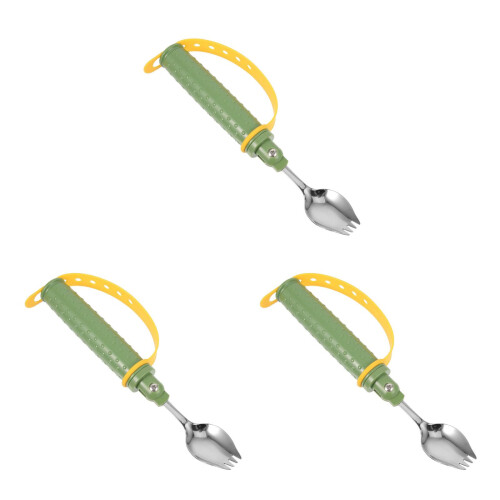 3Pcs Wear-Resistant Green Disabled Spoons Convenient Dinner Utensils 2
