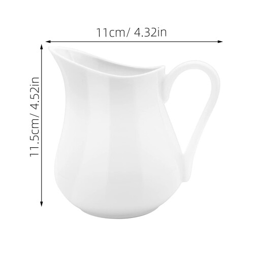 2Pcs Ceramic Milk Pitcher White Handheld Frothing Pitcher for Coffee 2