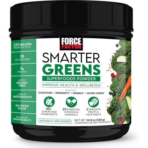 FORCE FACTOR Super Greens Powder – Unflavored, 30 Servings 420g