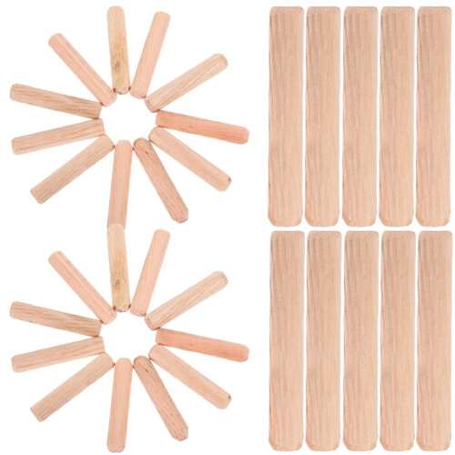 2Pièces Chevilles Bois Flûtées Beige, Assemblage Stable Sûr 2