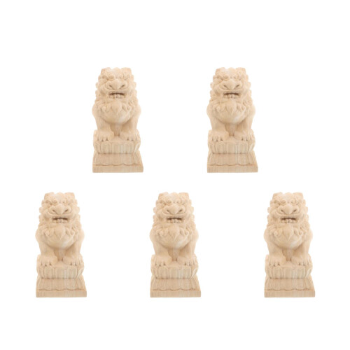 5St Sierstukken, Vintage Ornament, Onbehandeld Hout 2