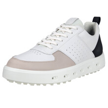 (UK 10.5-11, White/Black/Gravel) Ecco Mens Street 720 Leather Waterproof Hybrid Spikeless Golf Shoes