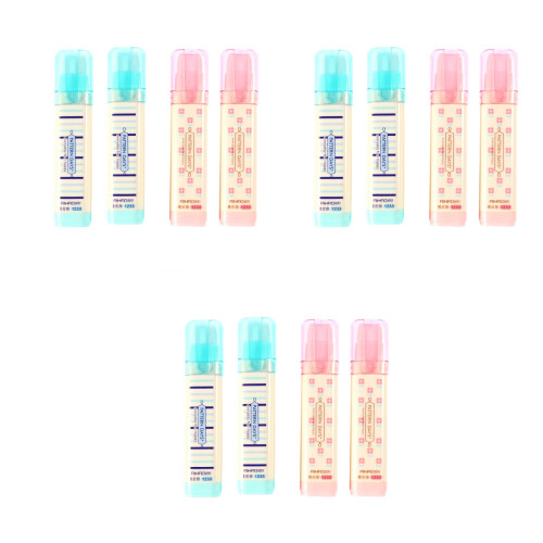 12Pcs Multi Color Three Layer Eraser Pencil Sticks Recyclable Non-PVC 1
