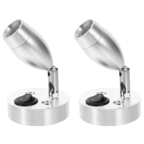 2Pcs Silver Cabin Reading Lights Marine Boat Adjustable Brightness 1