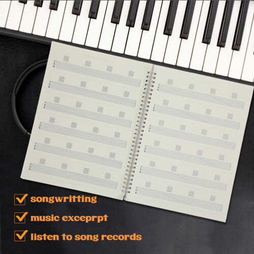 2Pcs DIY Guitar Sheet Music Book Black Lightweight Coil Notebook 2